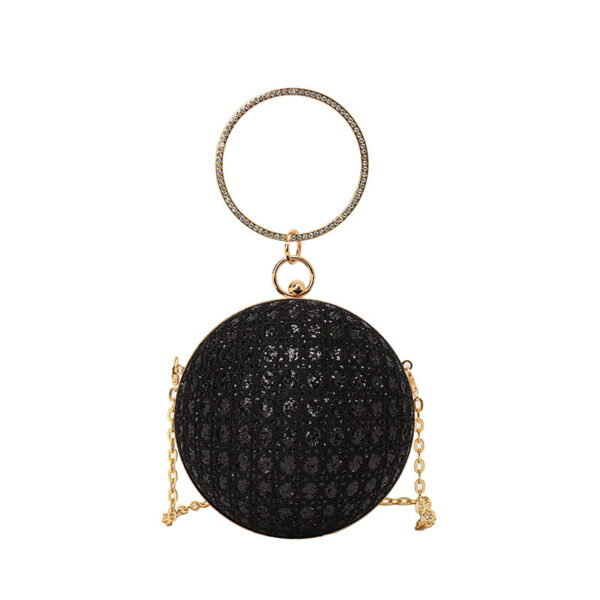 Diamond Retro Shoulder Bag Women's Crossbody Chain Ball Small Round Bag - Image 8