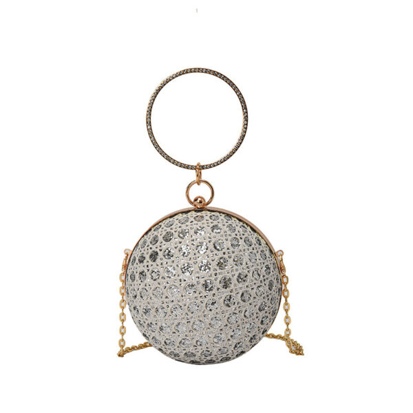 Diamond Retro Shoulder Bag Women's Crossbody Chain Ball Small Round Bag - Image 2