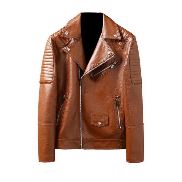 Spring And Autumn Slim-fitting Biker Leather Jacket - Image 5