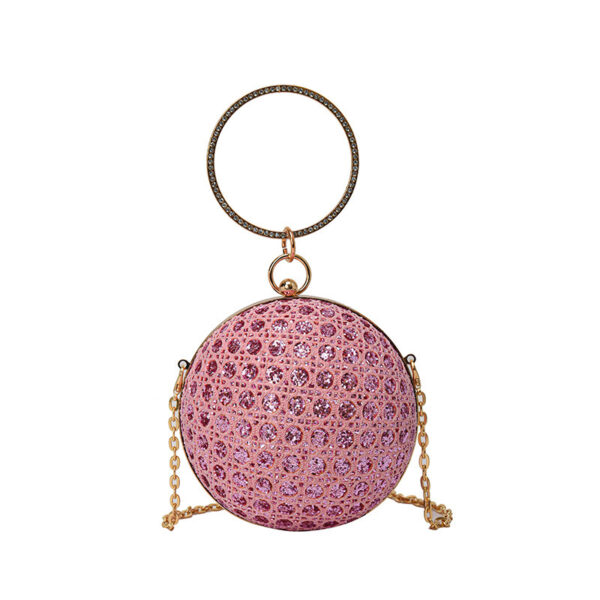 Diamond Retro Shoulder Bag Women's Crossbody Chain Ball Small Round Bag - Image 9