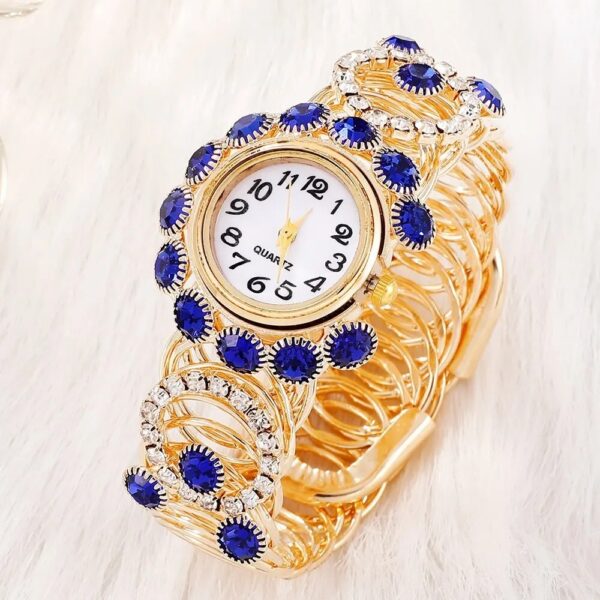 Ladies New Steel Band Digital Quartz Watch Sapphire Ornament Suit - Image 5