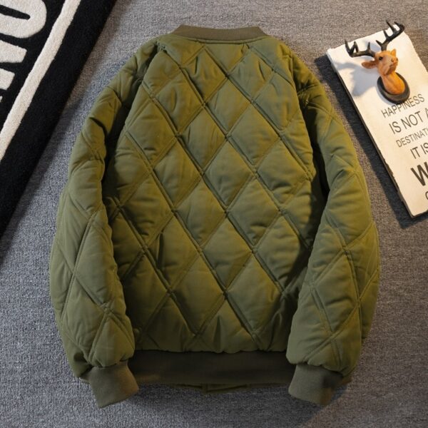 Japanese-style Retro Diamond Lattice Cotton Coat Jacket - Image 6