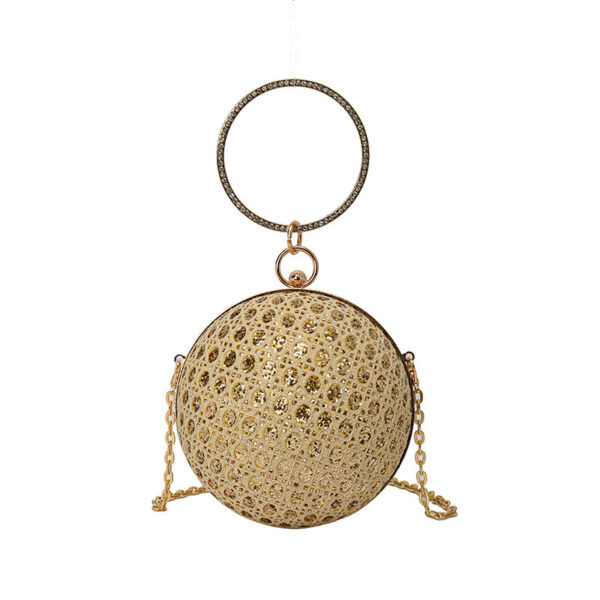 Diamond Retro Shoulder Bag Women's Crossbody Chain Ball Small Round Bag - Image 7