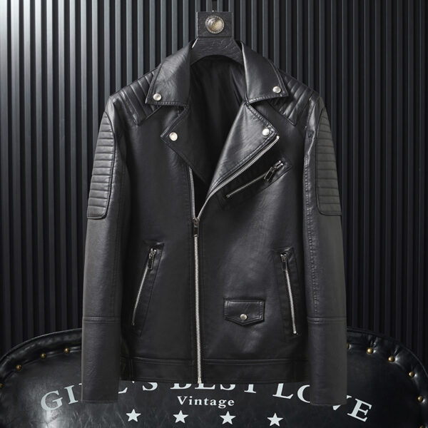 Spring And Autumn Slim-fitting Biker Leather Jacket - Image 2