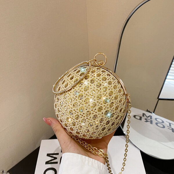 Diamond Retro Shoulder Bag Women's Crossbody Chain Ball Small Round Bag - Image 10