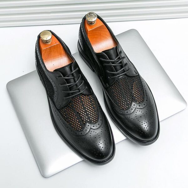 Men's Leather Shoes Breathable Business Formal Wear Round Toe - Image 5