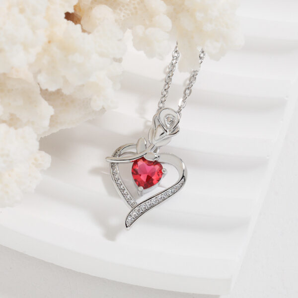 Rose Heart-shaped Necklace With Rhinestones Fashion Everlasting Flower Love Necklace For Women Valentine's Day Gift - Image 6