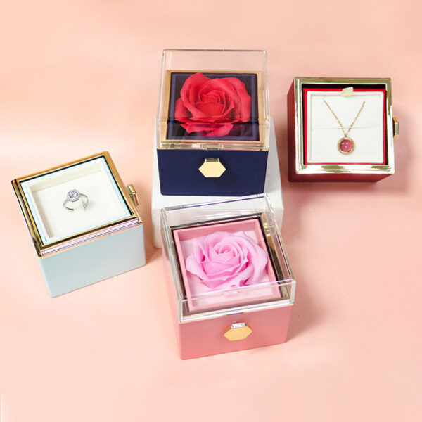 Rotating Soap Flower Rose Gift Box Creative Rotating Rose Jewelry Packaging Box Valentine's Day Gift For Women - Image 10